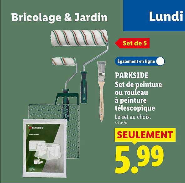 PARKSIDE Set de peinture ou rouleau à peinture télescopique