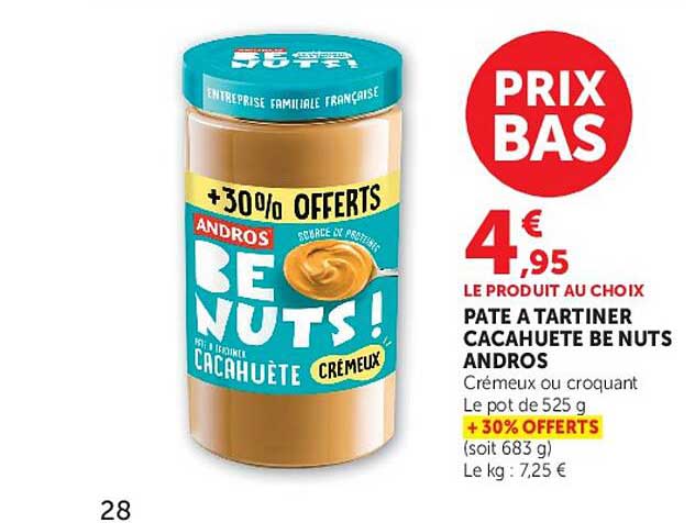 PÂTE A TARTINER CACAHUETE BE NUTS ANDROS