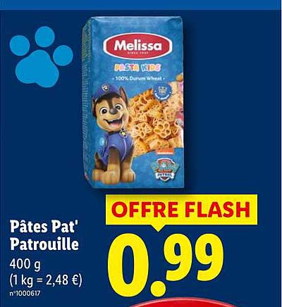 Pâtes Pat' Patrouille 400 g (1 kg = 2,48 €) n°1000617