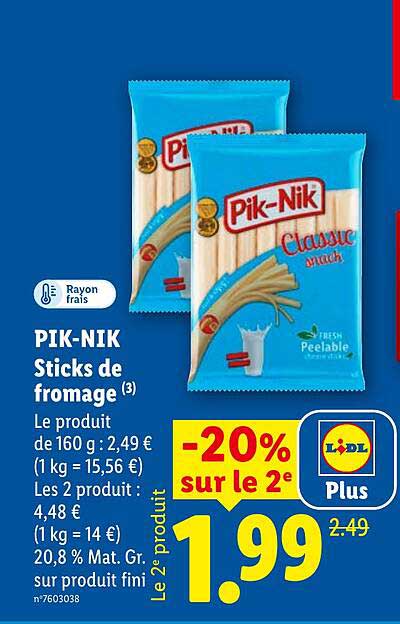 PIK-NIK Sticks de fromage