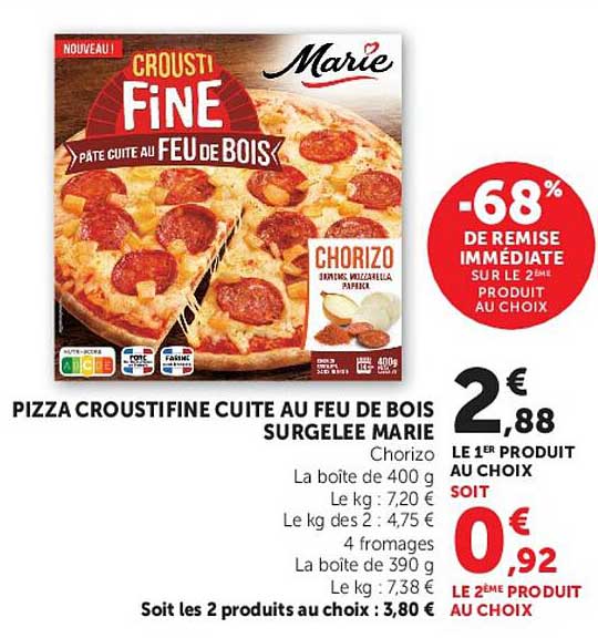 PIZZA CROUSTIFINE CUITE AU FEU DE BOIS SURGELÉE MARIE