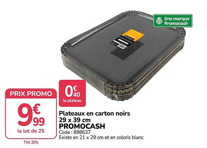 Plateaux en carton noirs 29 x 39 cm PROMOCASH