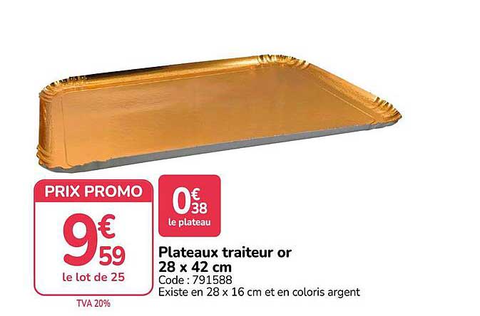 Plateaux traiteur or 28 x 42 cm