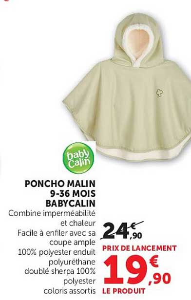 PONCHO MALIN 9-36 MOIS BABYCALIN