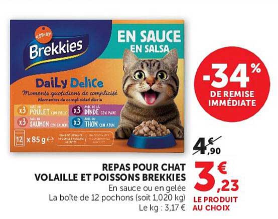 REPAS POUR CHAT VOLAILLE ET POISSONS BREKKIES