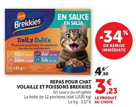 REPAS POUR CHAT VOLAILLE ET POISSONS BREKKIES