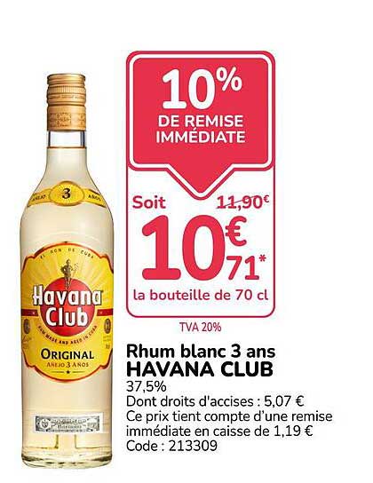 Rhum blanc 3 ans HAVANA CLUB