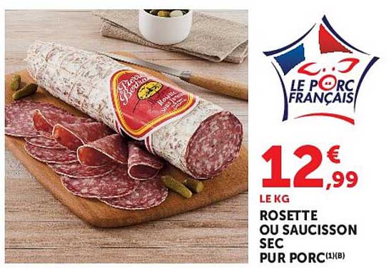 ROSETTE OU SAUCISSON SEC PUR PORC