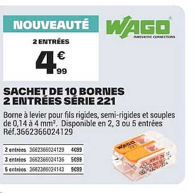 SACHET DE 10 BORNES 2 ENTRÉES SÉRIE 221