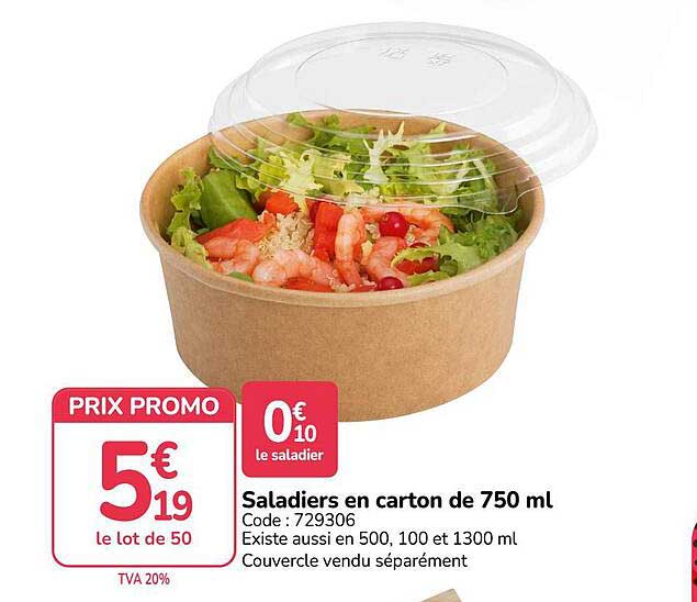 Saladiers en carton de 750 ml