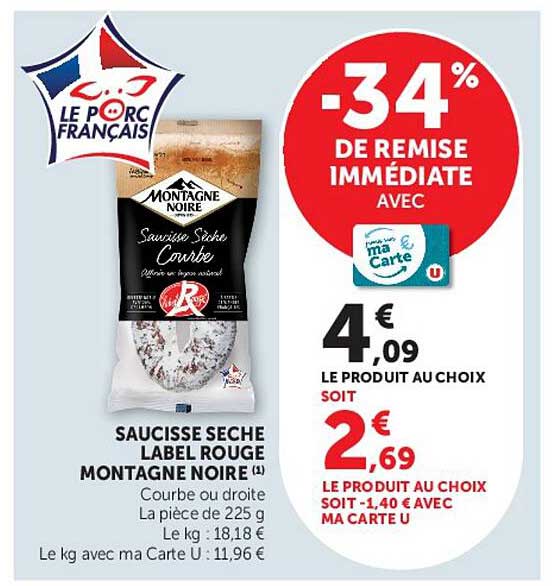 SAUCISSE SECHE LABEL ROUGE MONTAGNE NOIRE