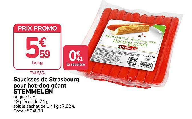Saucisses de Strasbourg pour hot-dog géant STEMMELEN