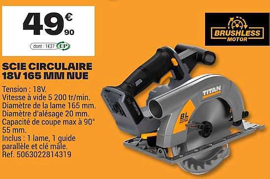 SCIE CIRCULAIRE 18V 165 MM N/UE