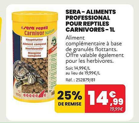 SERA - ALIMENTS PROFESSIONNAL POUR REPTILES CARNIVORES - 1L