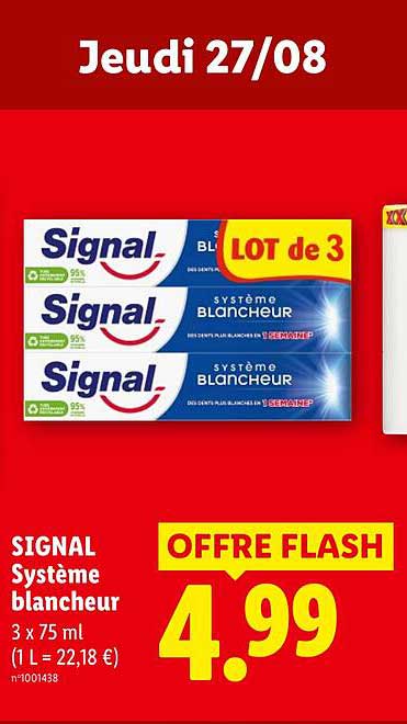 SIGNAL Système blancheur 3 x 75 ml (1 L = 22,18 €)