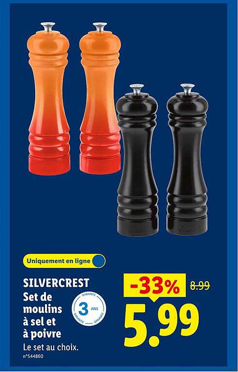 SILVERCREST Set de moulins à sel et à poivre