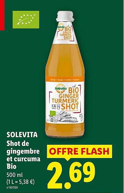 SOLIVITA Shot de gingembre et curcuma Bio 500 ml