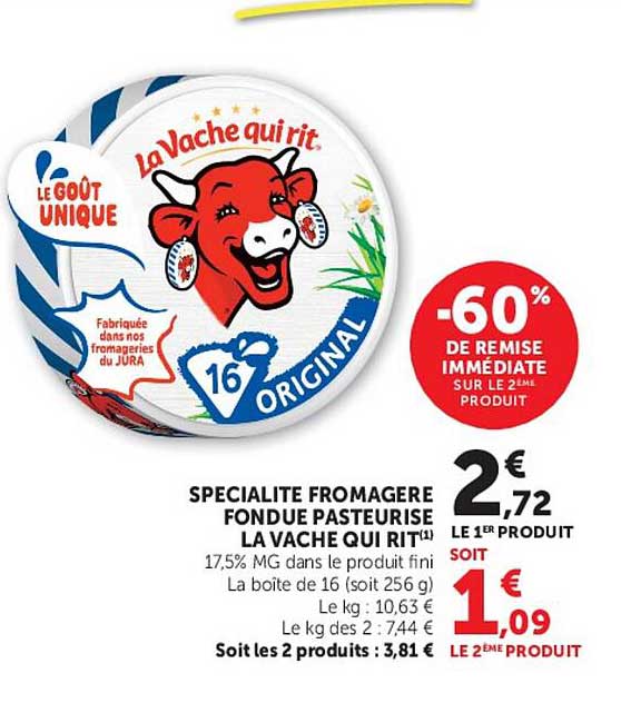 SPECIALITE FROMAGERE FONDUE PASTEURISE LA VACHE QUI RIT®