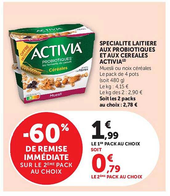SPECIALITE LAITIERE AUX PROBIOTIQUES ET AUX CEREALES ACTIVIA(2)