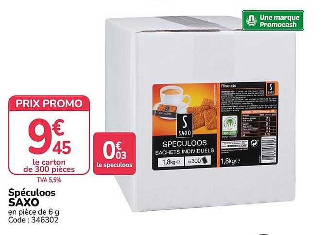 Spéculoos SAXO en pièce de 6 g