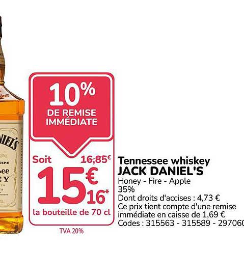 Tennessee whiskey JACK DANIEL'S Honey - Fire - Apple 35%