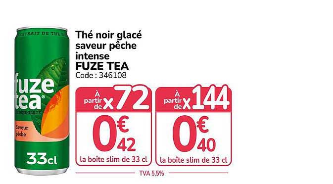 Thé noir glacé saveur pêche intense FUZE TEA