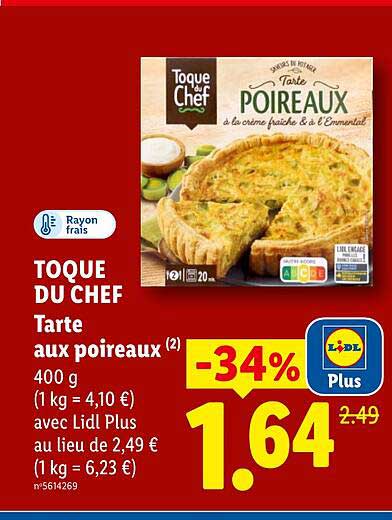 TOQUE DU CHEF Tarte aux poireaux (2) 400 g
