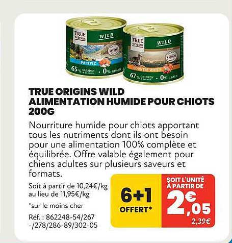 TRUE ORIGINS WILD ALIMENTATION HUMIDE POUR CHIOTS 200G
