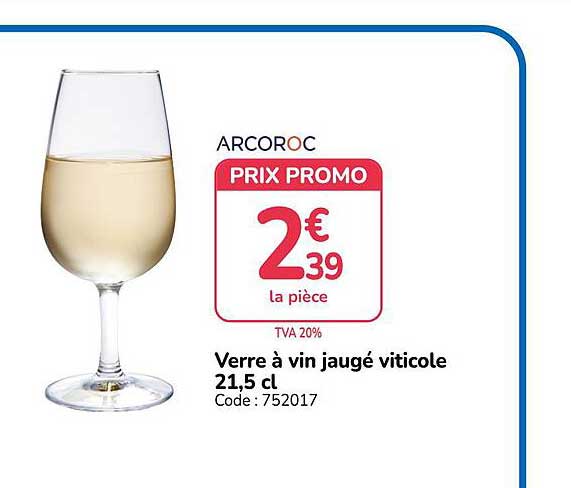 Verre à vin jaugé viticole 21,5 cl