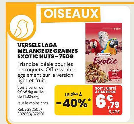 VERSELE-LAGA MELANGE DE GRAINES EXOTIC NUTS - 750G