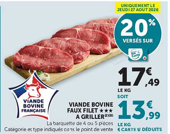 VIANDE BOVINE FAUX FILET *** A GRILLER(2) (B)