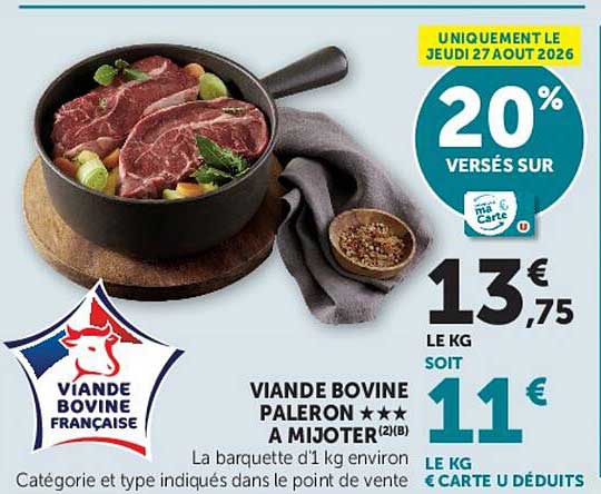 VIANDE BOVINE PALERON A MIJOTER***