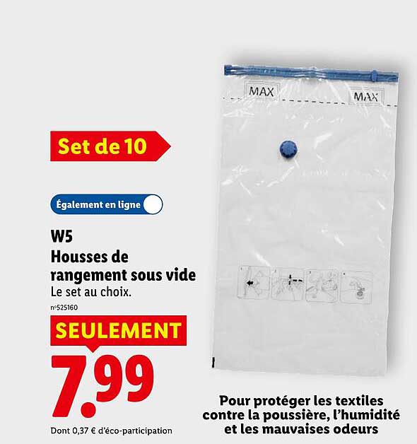 W5 Housses de rangement sous vide