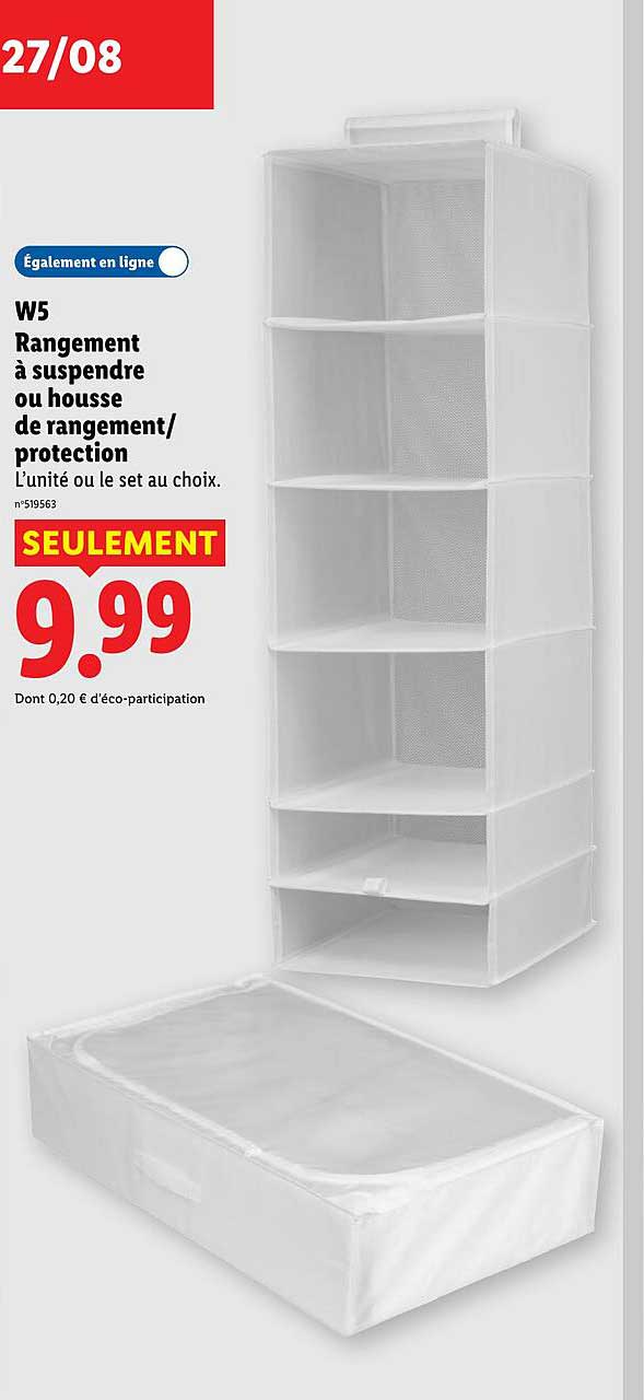 W5 Rangement à suspendre ou housse de rangement/protection