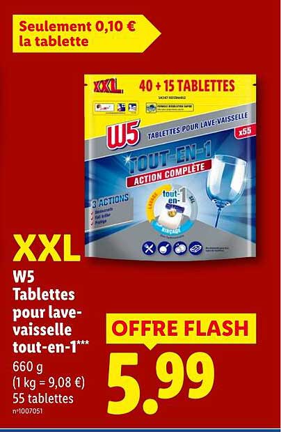 W5 Tablettes pour lave-vaisselle tout-en-1***