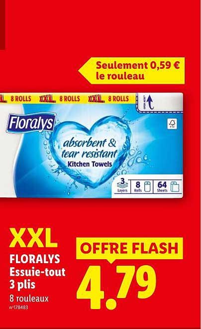 XXL FLORALYS Essuie-tout 3 plis 8 rouleaux