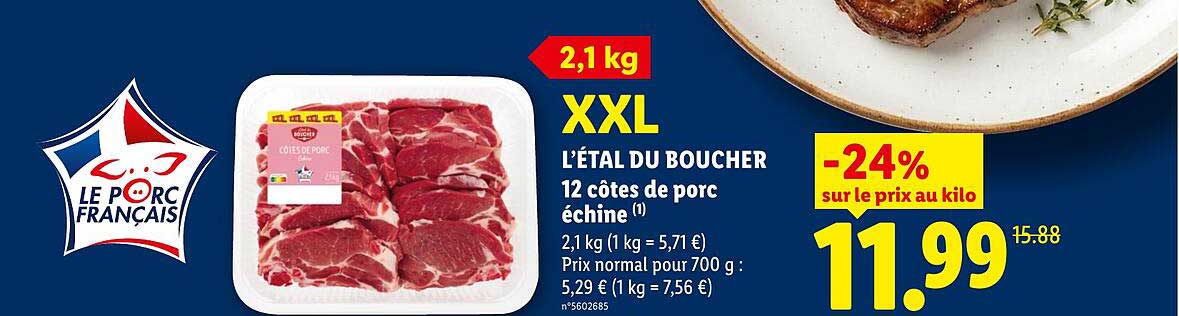 XXL L'ÉTAL DU BOUCHER 12 côtes de porc échine
