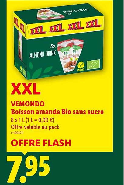 XXL VEMONDO Boisson amande Bio sans sucre