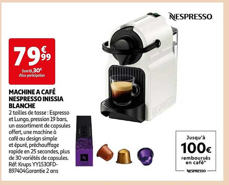 MACHINE A CAFÉ NESPRESSO INISSIA BLANCHE