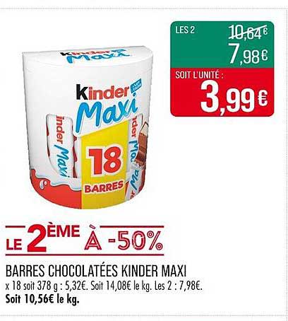 BARRES CHOCOLATÉES KINDER MAXI