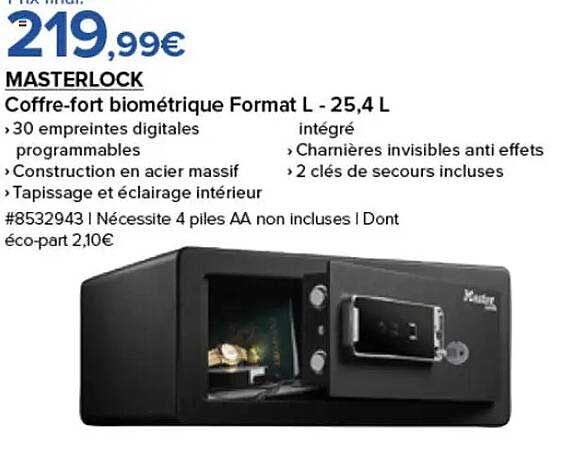 Coffre-fort biométrique Format L - 25,4 L