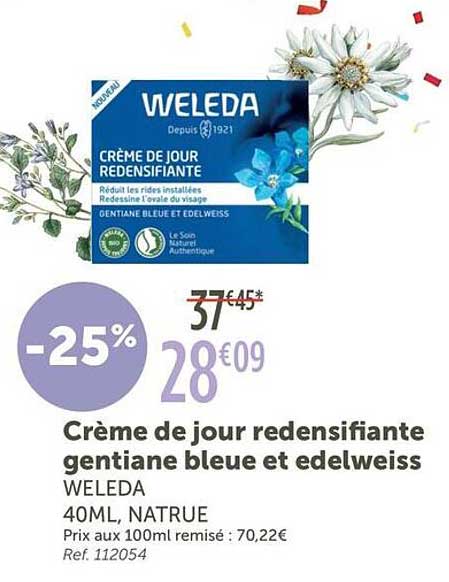 Crème de jour redensifiante gentiane bleue et edelweiss