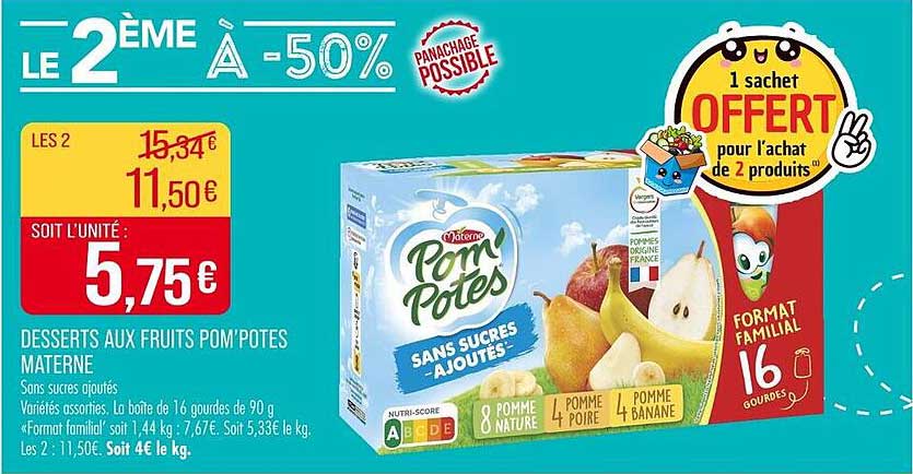 Desserts aux Fruits Pom'Potes Maternés
