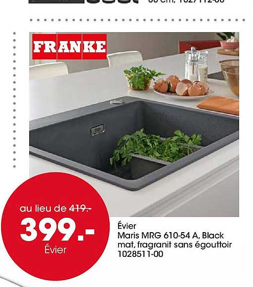 Évier Maris MRG 610-54 A, Black mat, fragranit sans égouttoir 1028511-00