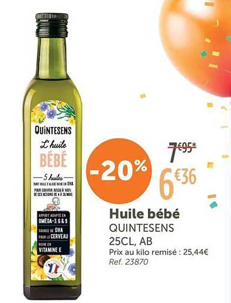 Huile bébé Quintesens 25CL, AB