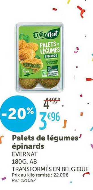 Palets de légumes épinards