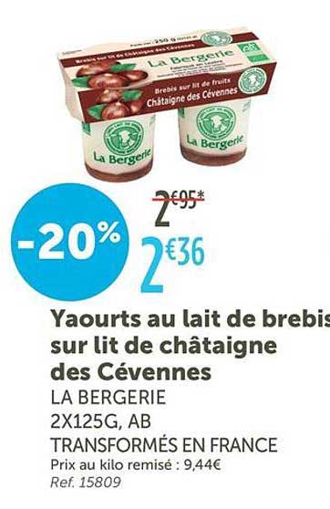 Yaourts au lait de brebis sur lit de châtaigne des Cévennes