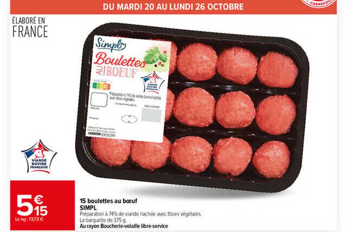 15 boulettes au bœuf SIMPL
