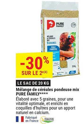 -30% SUR LE 2e(4)
LE SAC DE 20 KG
Mélange de céréales pondeuse mix PURE FAMILY****