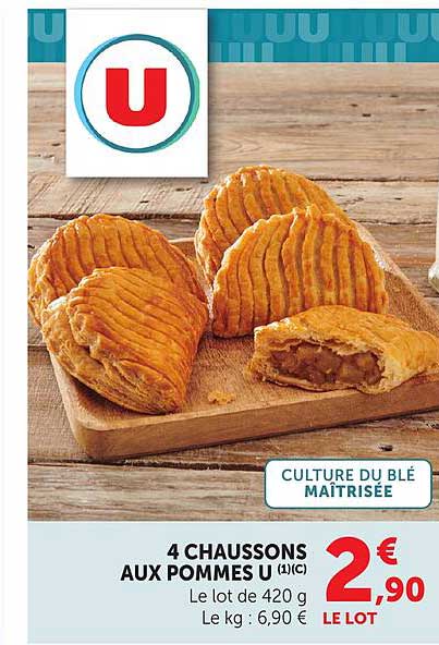 4 CHAUSSONS AUX POMMES U (1) (C)